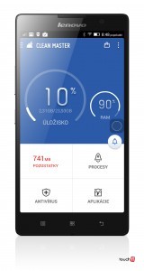 Aplikácia Clean Master vám na hlavnej stránke ukáže, ako je to so stavom smartfónu. Naozaj účinný program na čistenie smartfónu