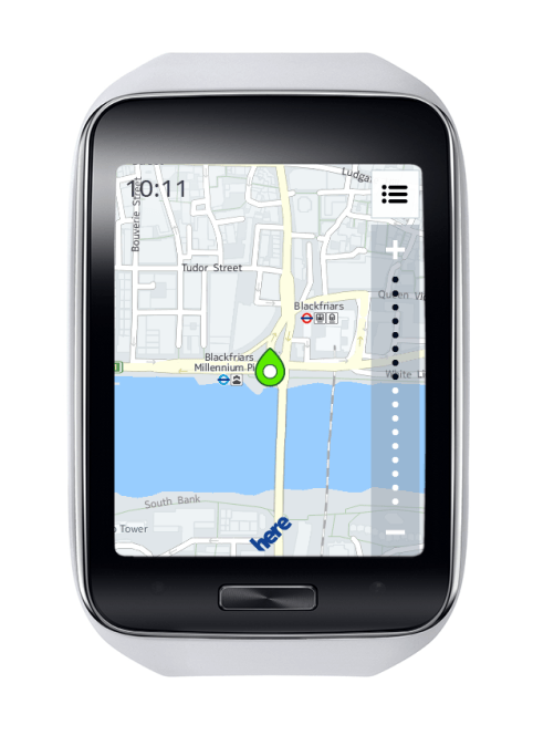 S hodinkami Gear S máte aj navigáciu s mapovými podkladmi Here for Gear