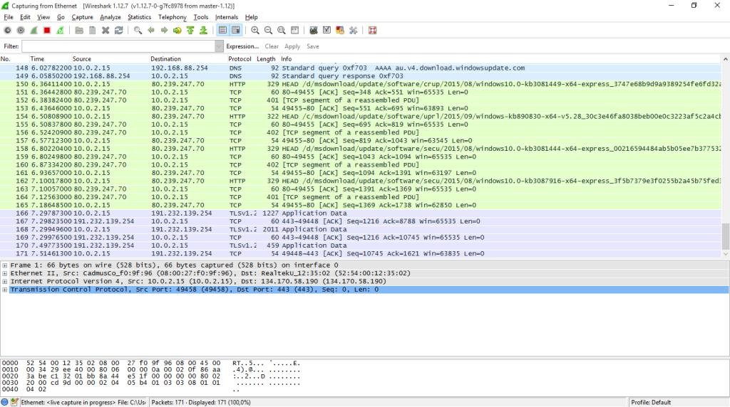 Program Wireshark na analyzovanie paketov