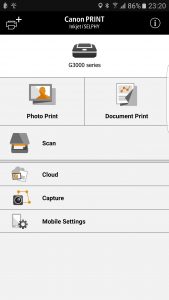 Softvér CANON PRINT na ovládanie modelu G3400 cez mobilný telefón