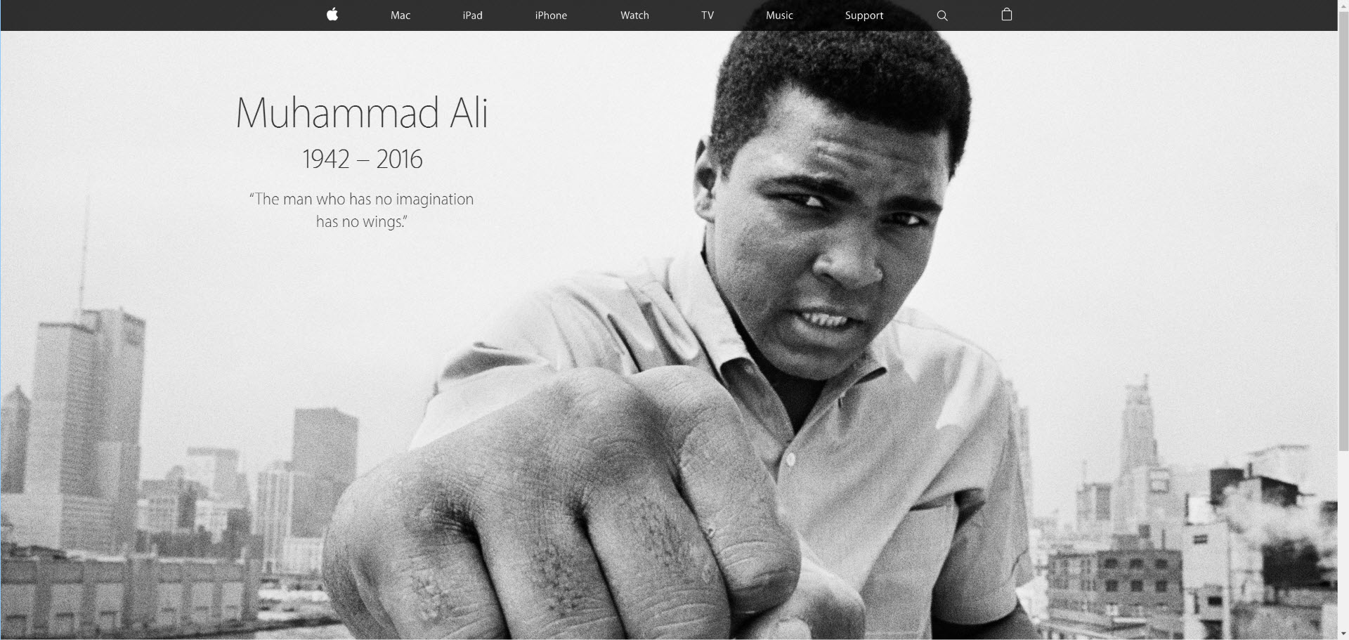 Na domácej stránke Apple.com sa objavil Muhammad Ali