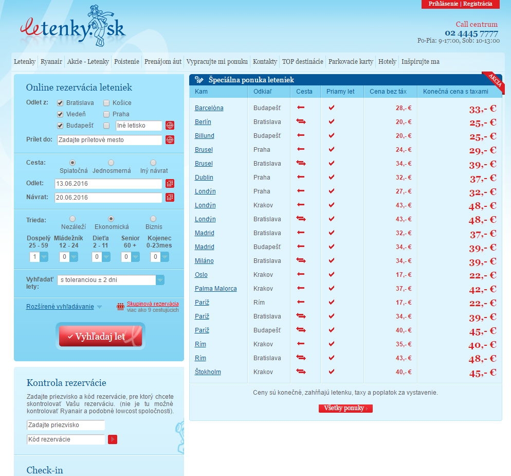 Server Letenky.sk má okrem hľadania aj špeciálne ponuky. Stačí sa len inšpirovať