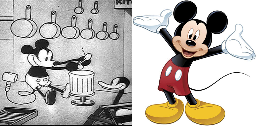 Pôvodný a súčasný Mickey Mouse