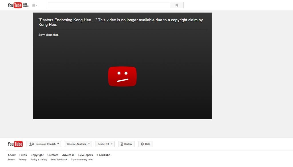 Zablokovanie videa na základe porušenia autorských práv