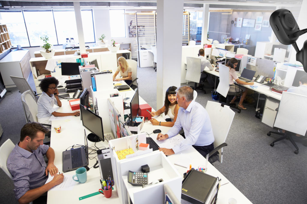 People working in a busy office