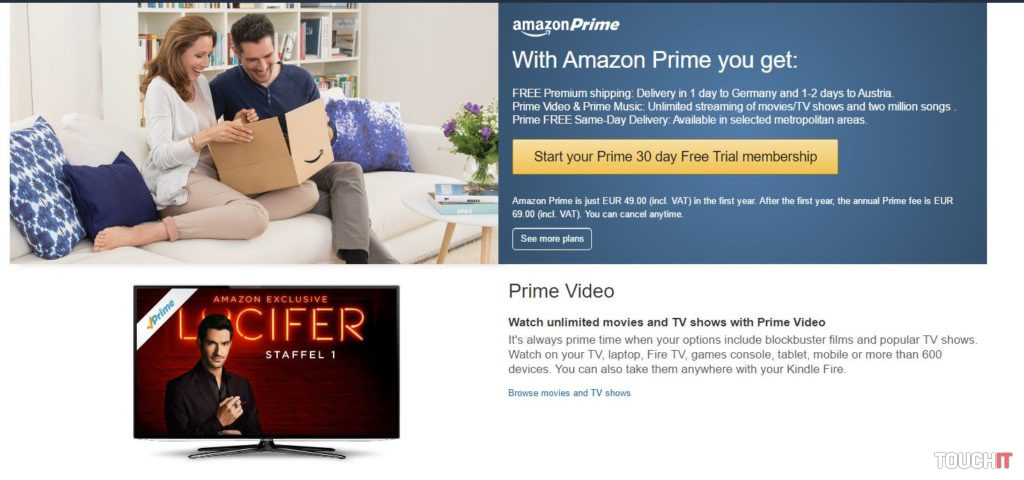 Amazon Prime ponúka v Nemecku okrem video služby aj viacero bonusov