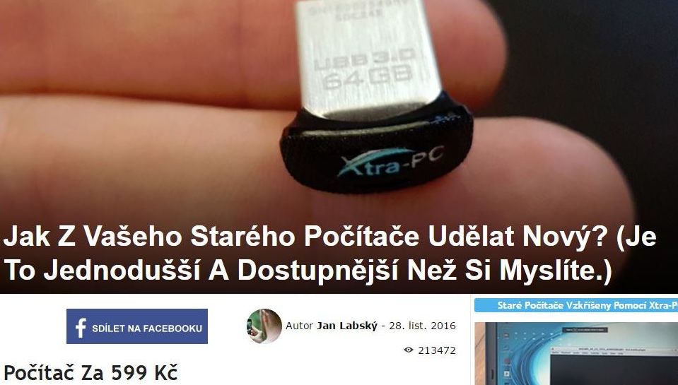 Reklama na Facebooku sľubuje, že premení váš starý počítač na nový za 23 eur. Nenechajte sa nachytať