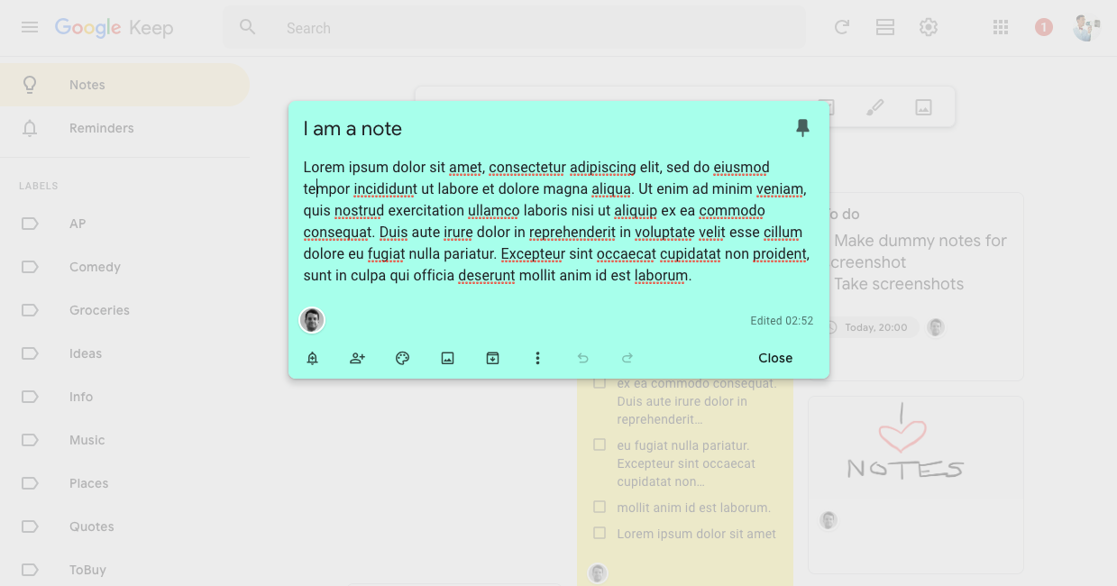 Google Keep dostane formátovanie textu
