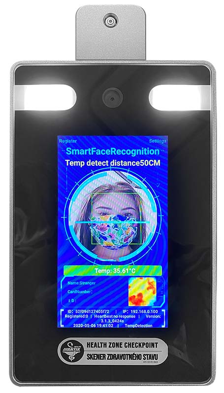 Merač kombinuje infračervený snímač a digitálnu videokameru s analýzou tváre pre rozoznanie ochrany dýchacích ciest. Pokyny vydáva hlasom.