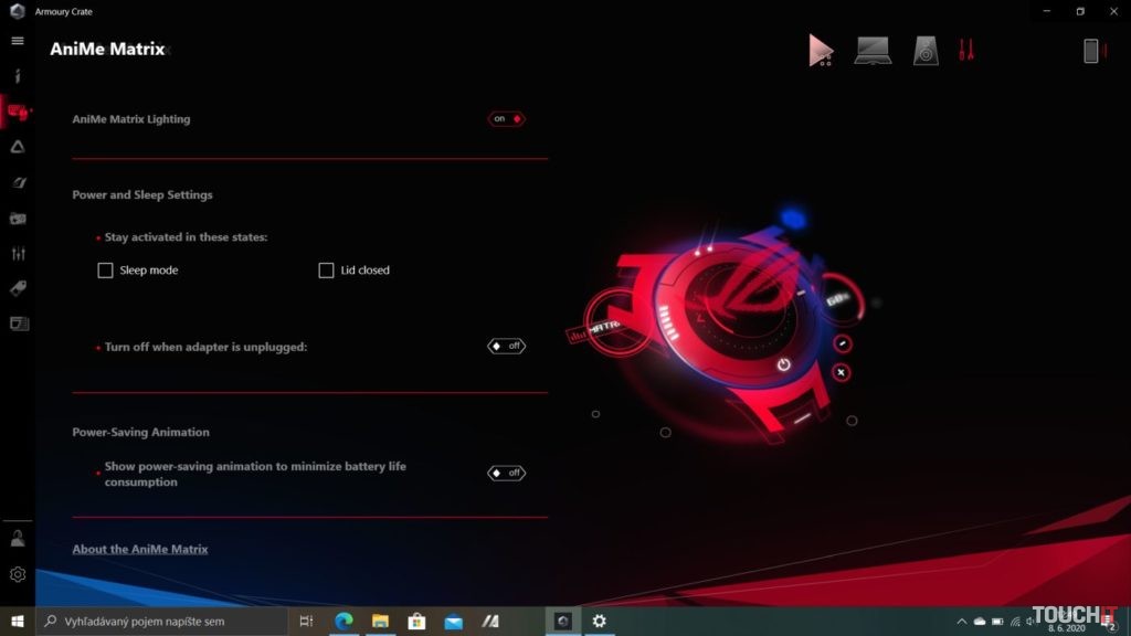 ROG Zephyrus G14 AniMe nastavenia
