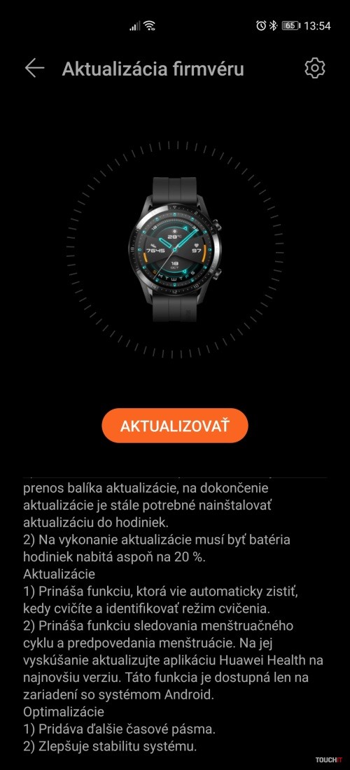 Huawei Watch GT 2 aktualizácia 1.0.8.16