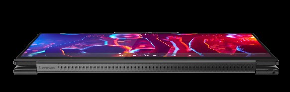 Vylepšená zvuková lišta Sound Bar v pánte na Yoga 9i, na obrázku 14-palcový model