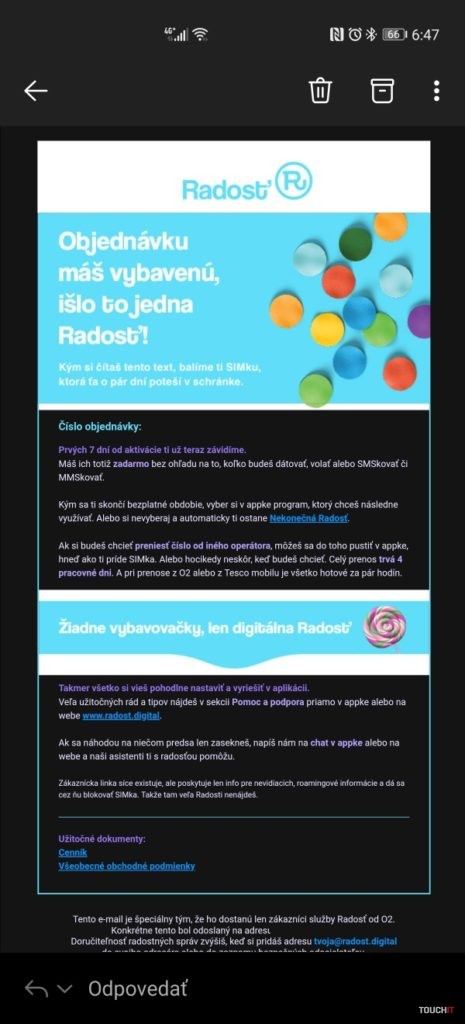 Objednali sme si SIM kartu operátora Radosť