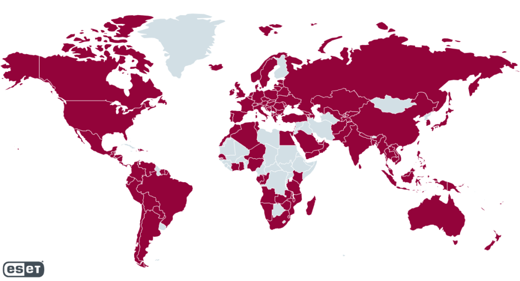 Mapa zasiahnutých krajín