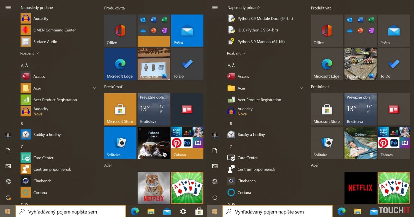 Ponuka Štart vo Windows 10