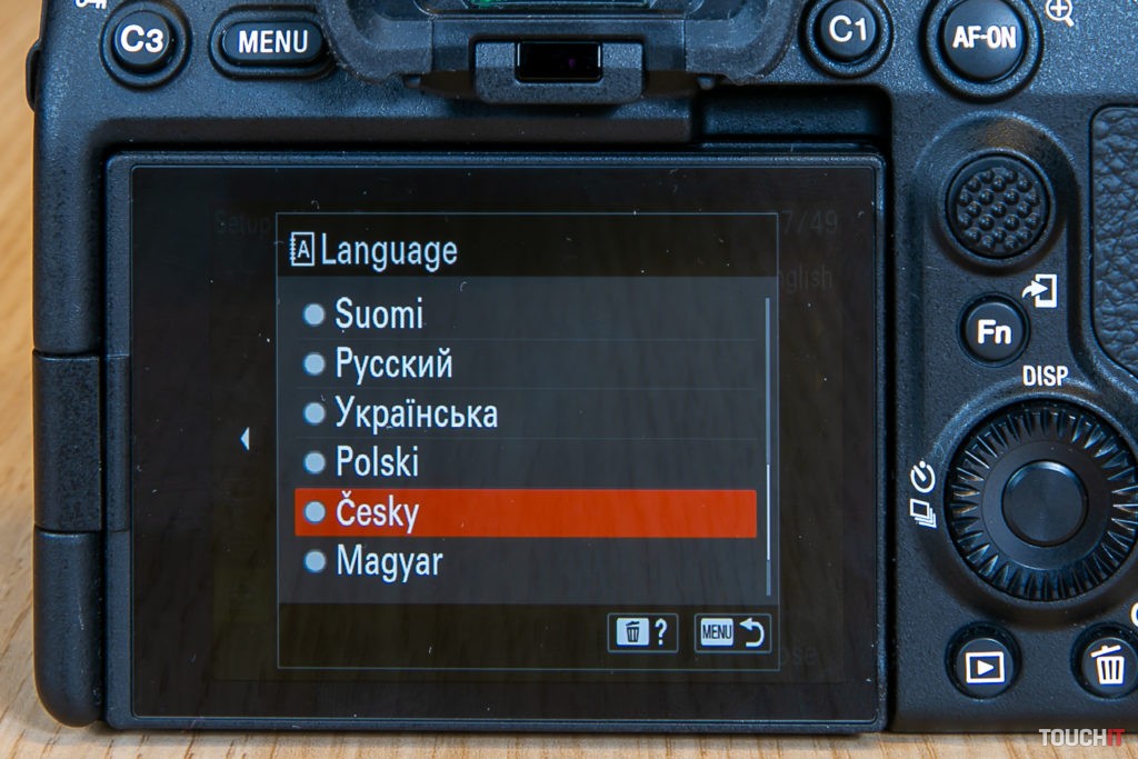 Čeština ako jazyk ovládania na Sony α7S III