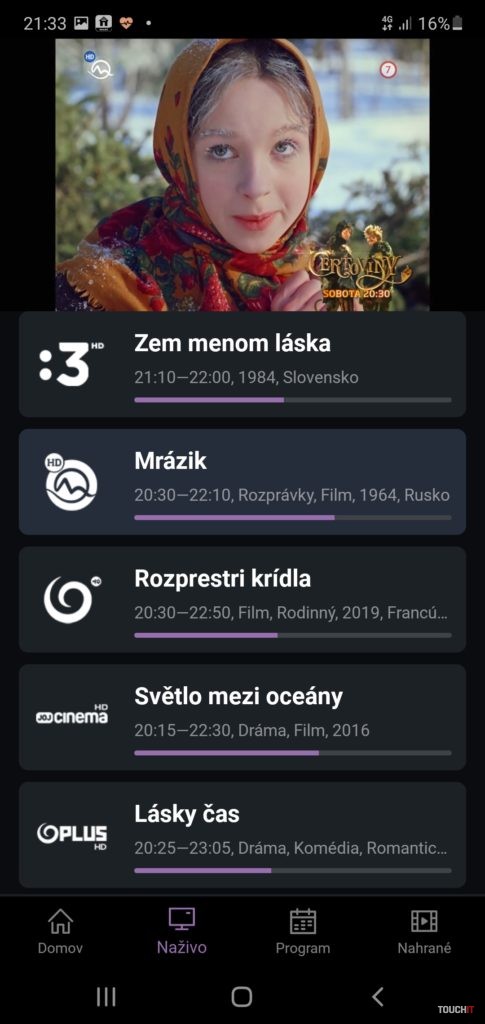 Živé vysielanie v aplikácii SWANGo
