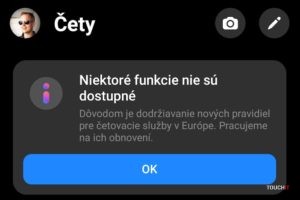 Facebook v Európe obmedzil niektoré četovacie funkcie