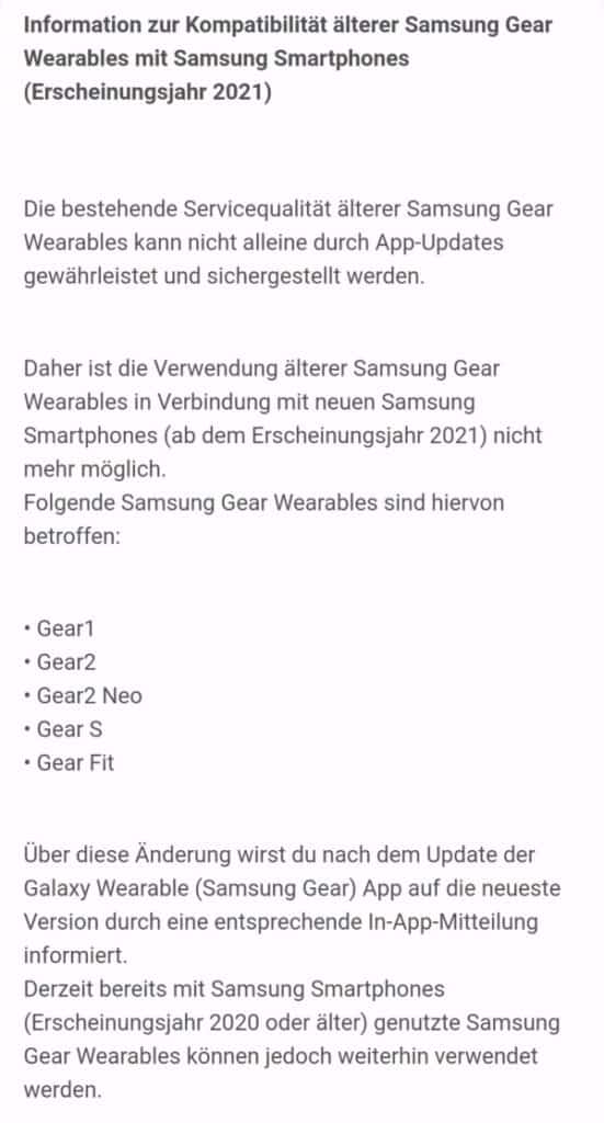 Koniec podpory Samsung Gear