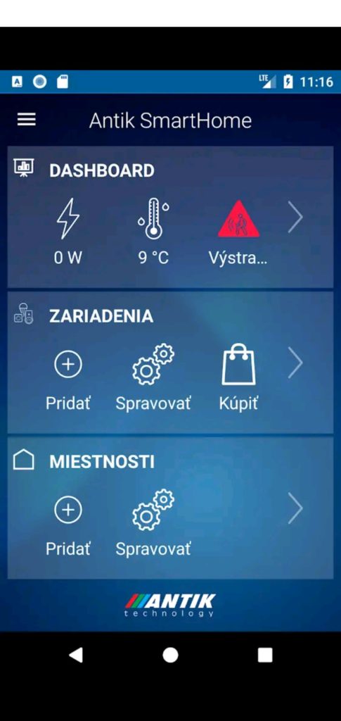 Mobilná aplikácia Antik SmartHome umožňuje monitorovanie a riadenie zariadení aj na diaľku