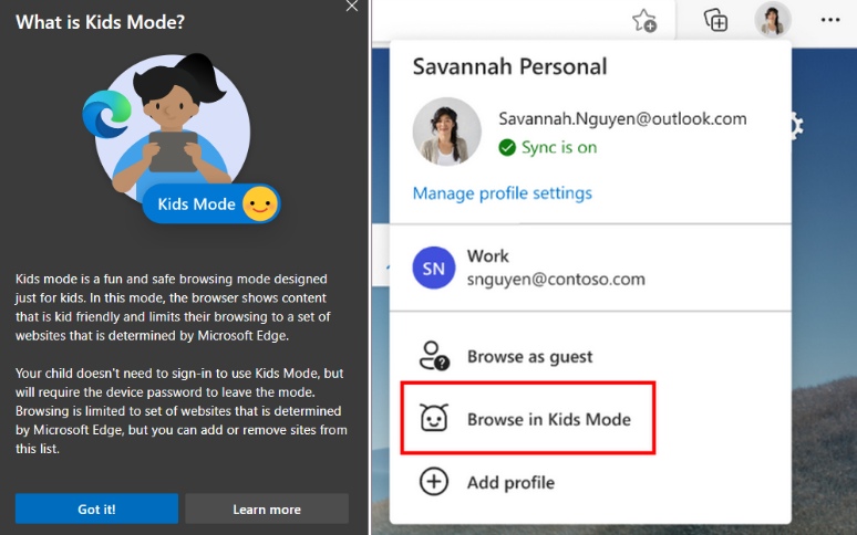 Microsoft Edge Kids Mode