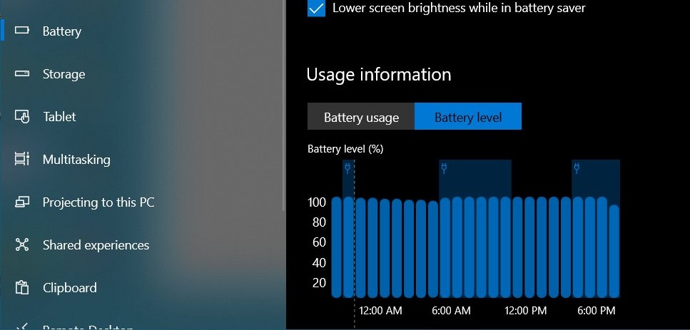 Windows 10 battery
