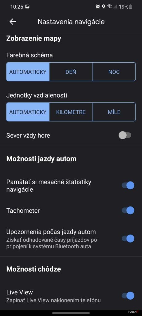 Google Mapy Tmavý motív