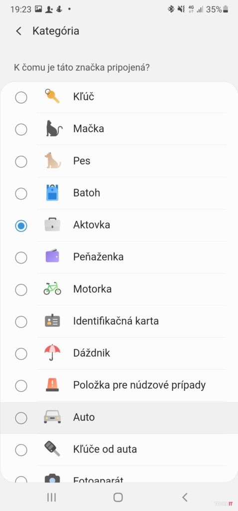 Priradenie objektu k prívesku