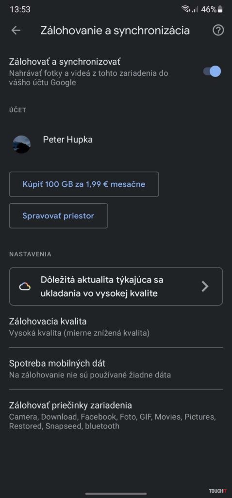 Fotky Google zálohovanie