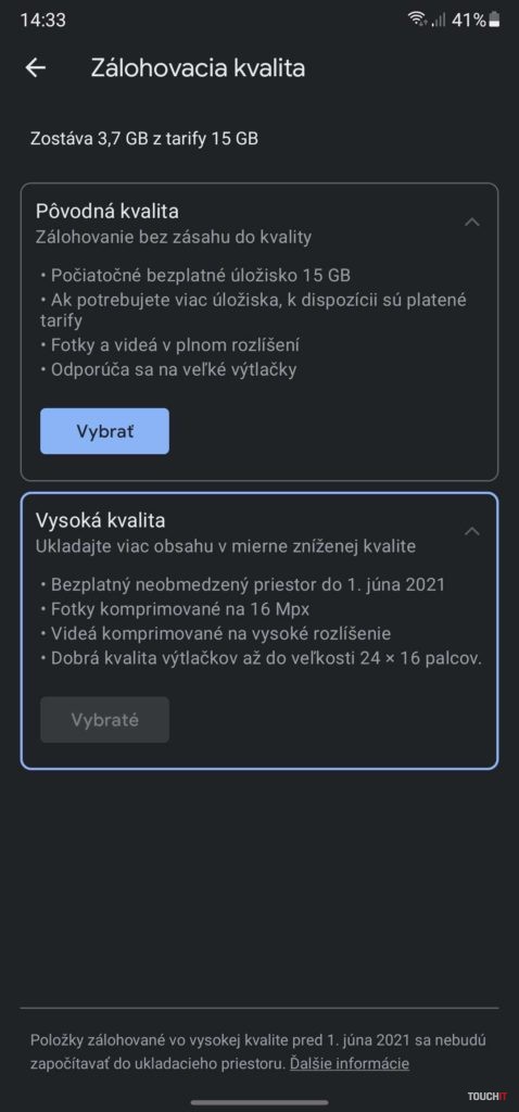 Fotky Google zálohovanie