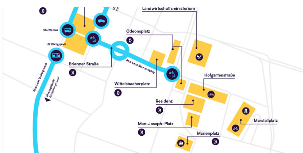 Mapa výstavy IAA Mobility v Mníchove