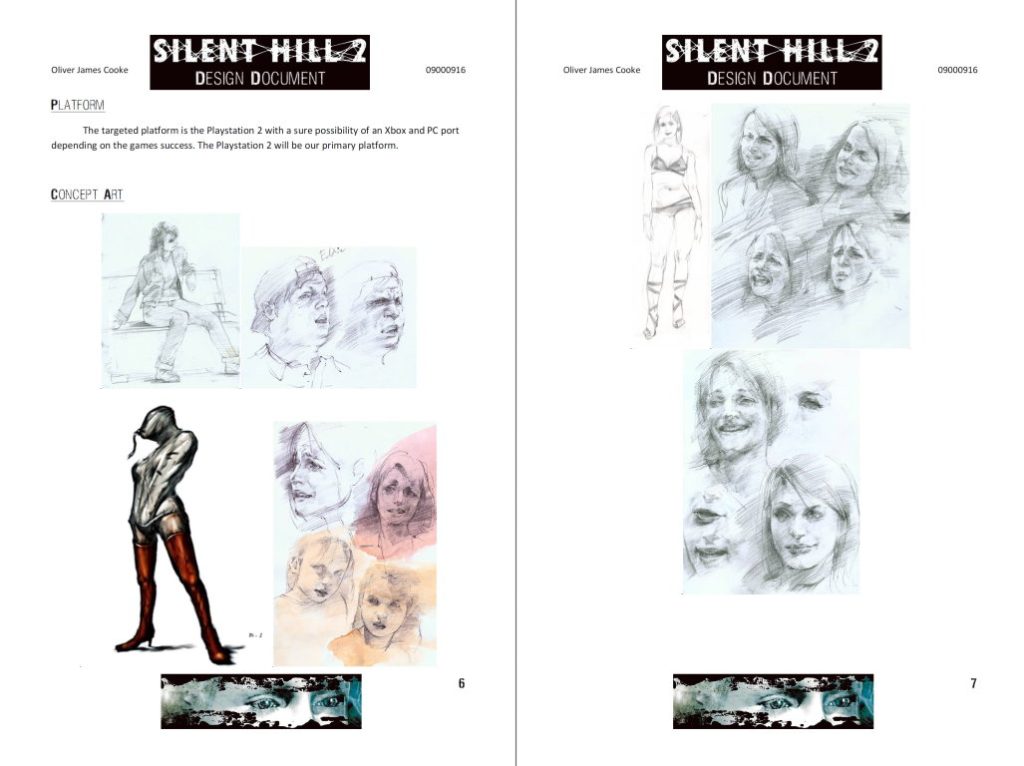 Náčrty postáv hry Silent Hill 2 v rámci jej dizajnového dokumentu 