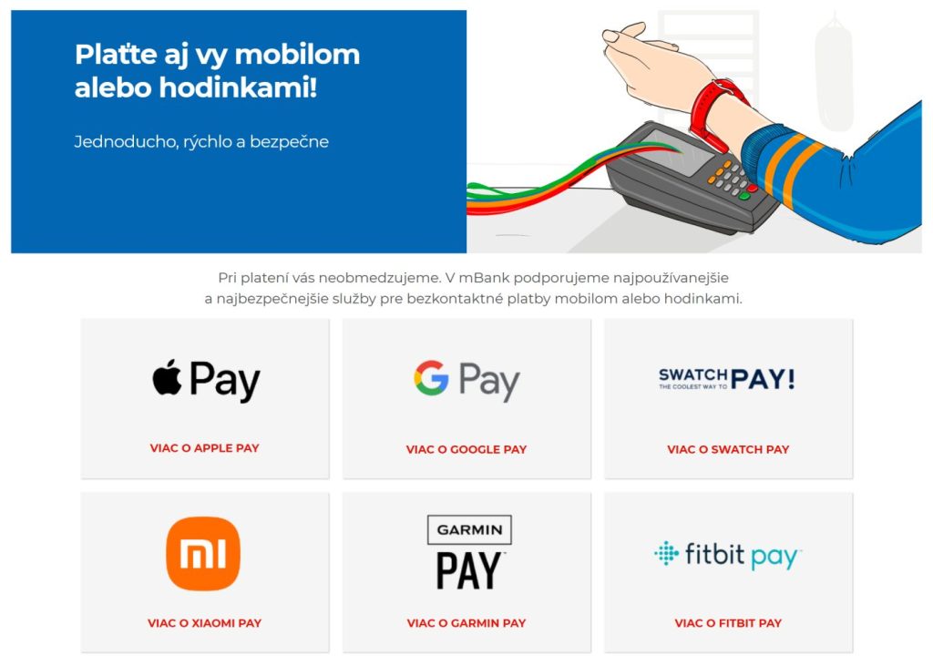 mBank podporuje riešenia na platenie smartfónom a hodinkami na slovenskom trhu