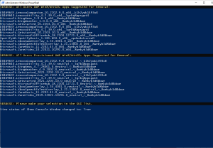 Bloatware Removal Utility console