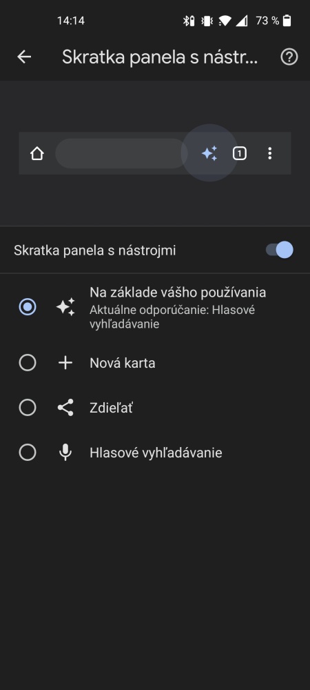 Google Chrome inteligentné tlačidlo