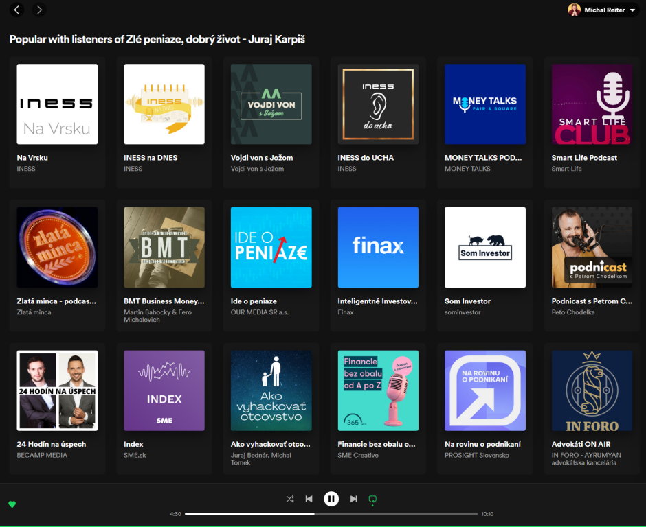 Zobrazenie odporúčaných podcastov na základe našich odberov v aplikácii Spotify pre Windows