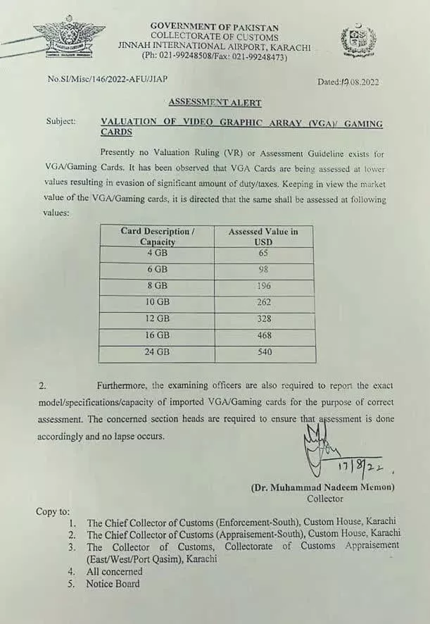 pakistan tax order gpu