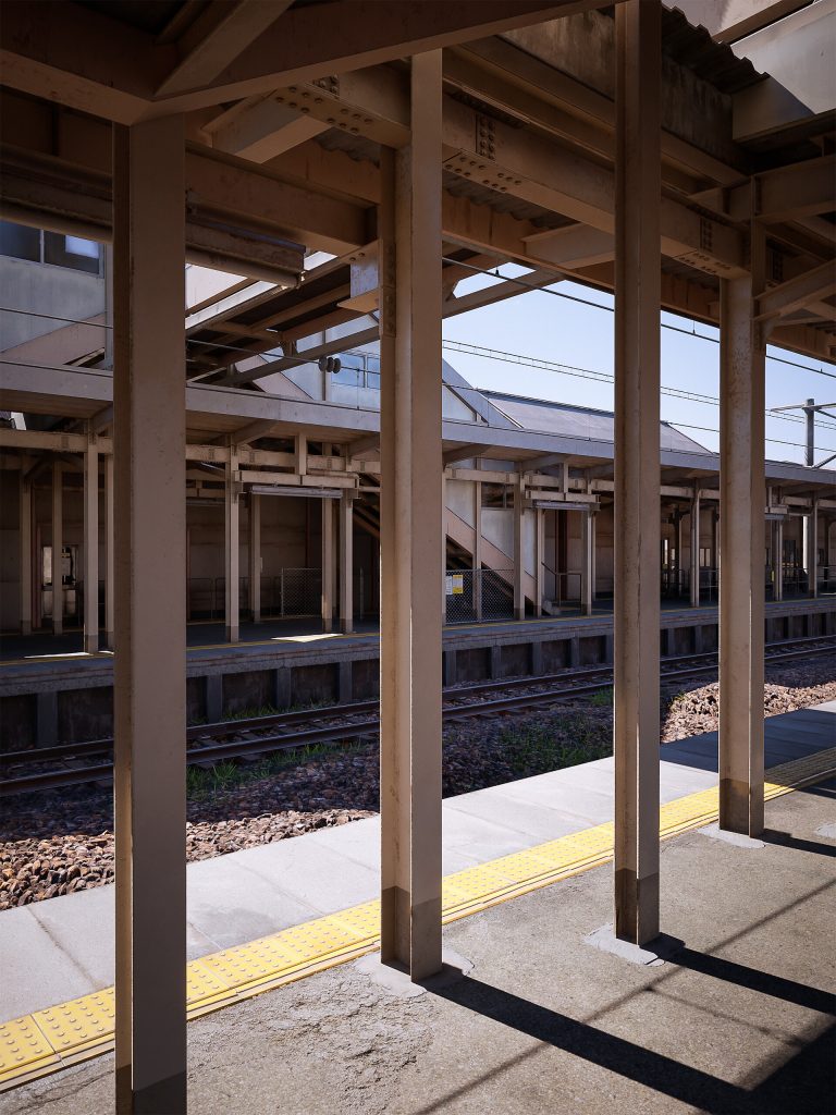 Scéna vlakovej stanice generovaná cez Unreal Engine