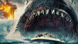 megalodon otvorene celuste na mori