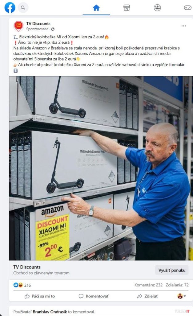 podvod xiaomi na facebooku