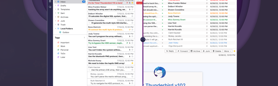 Thunderbird 115 nove rozhranie