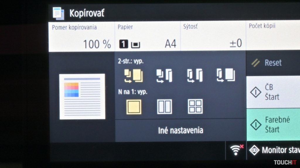 canon i-sensys mf657cdw displej