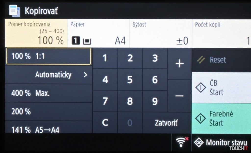 canon i-sensys mf657cdw displej