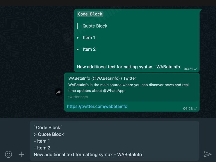 WhatsApp ako plnohodnotný textový editor
