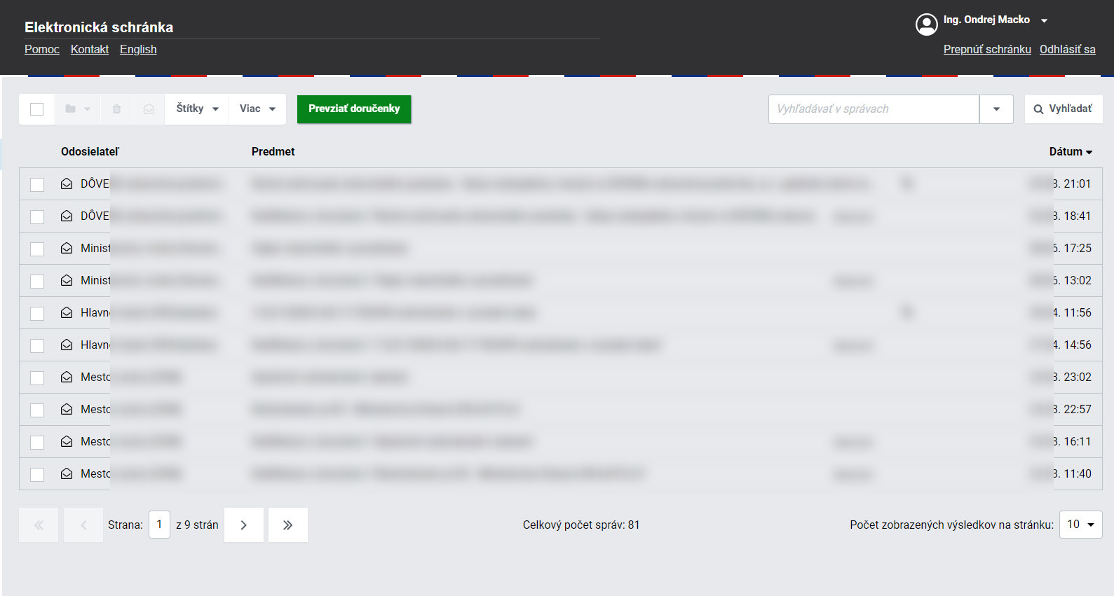 Novinky v elektronickej schránke na Slovensko.sk
