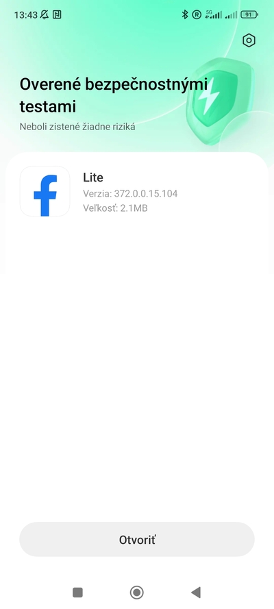 Messenger Lite Xiaomi kontrola bezpečnosti