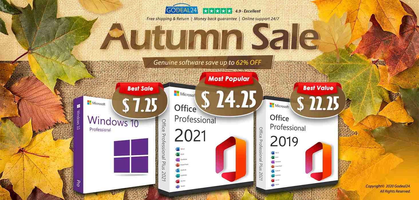 Na Godeal24 prebieha jesenný výpredaj: Originálny Office 2021 len za 25,61 € a Windows 10/11 len za 7 €!