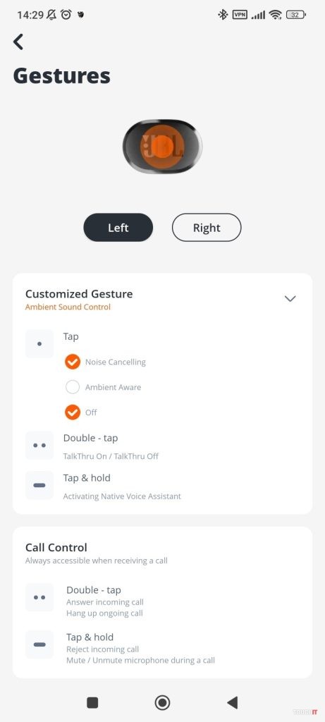 jbl tune buds app nastavenia sluchadiel