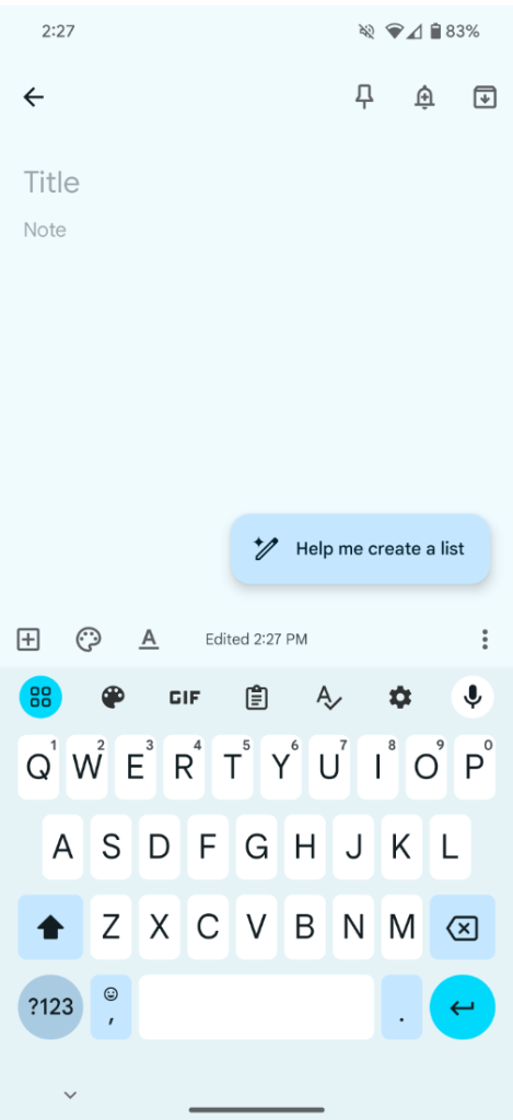 google keep s AI poznámkami