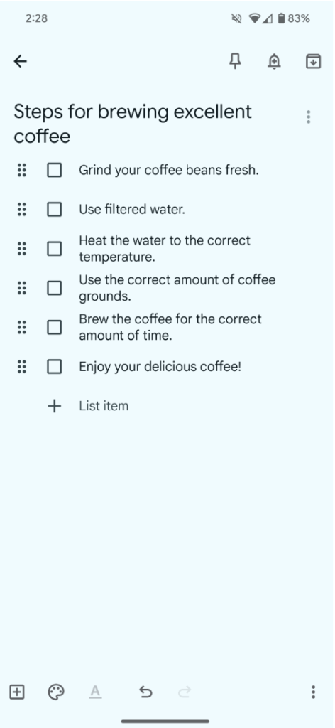 google keep s AI poznámkami